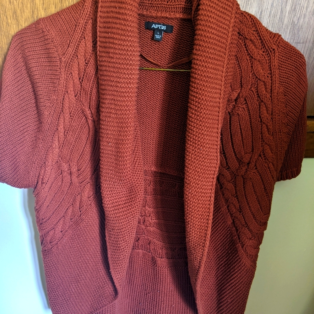 Burnt orange open front sweater